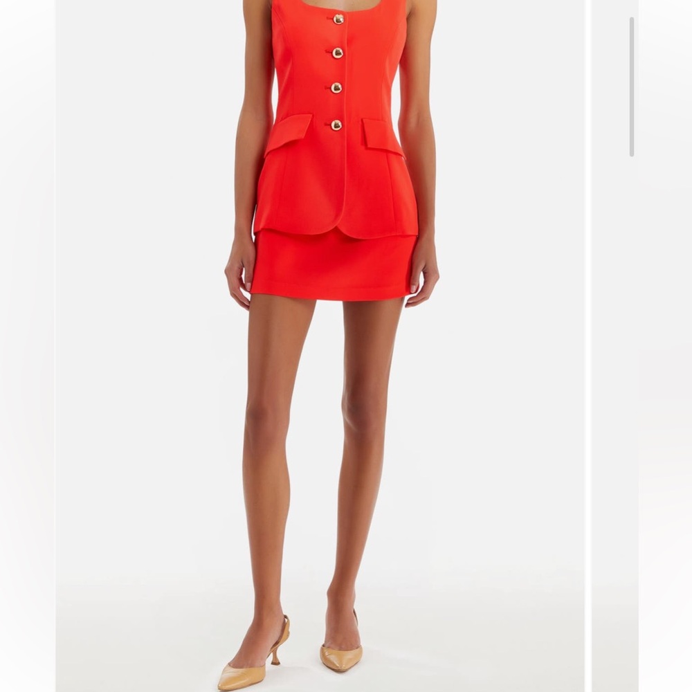 Stylish Red Buttoned Dress